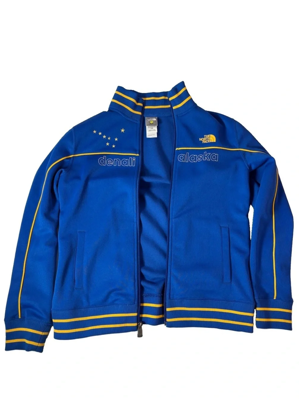 The North Face A5 Series Alaska Denali Jacket Boys L Full Zip Blue Rare 6194m
